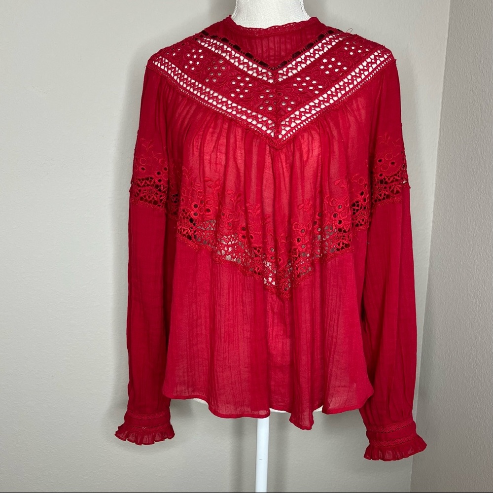 Free People Red Blouse Size XS